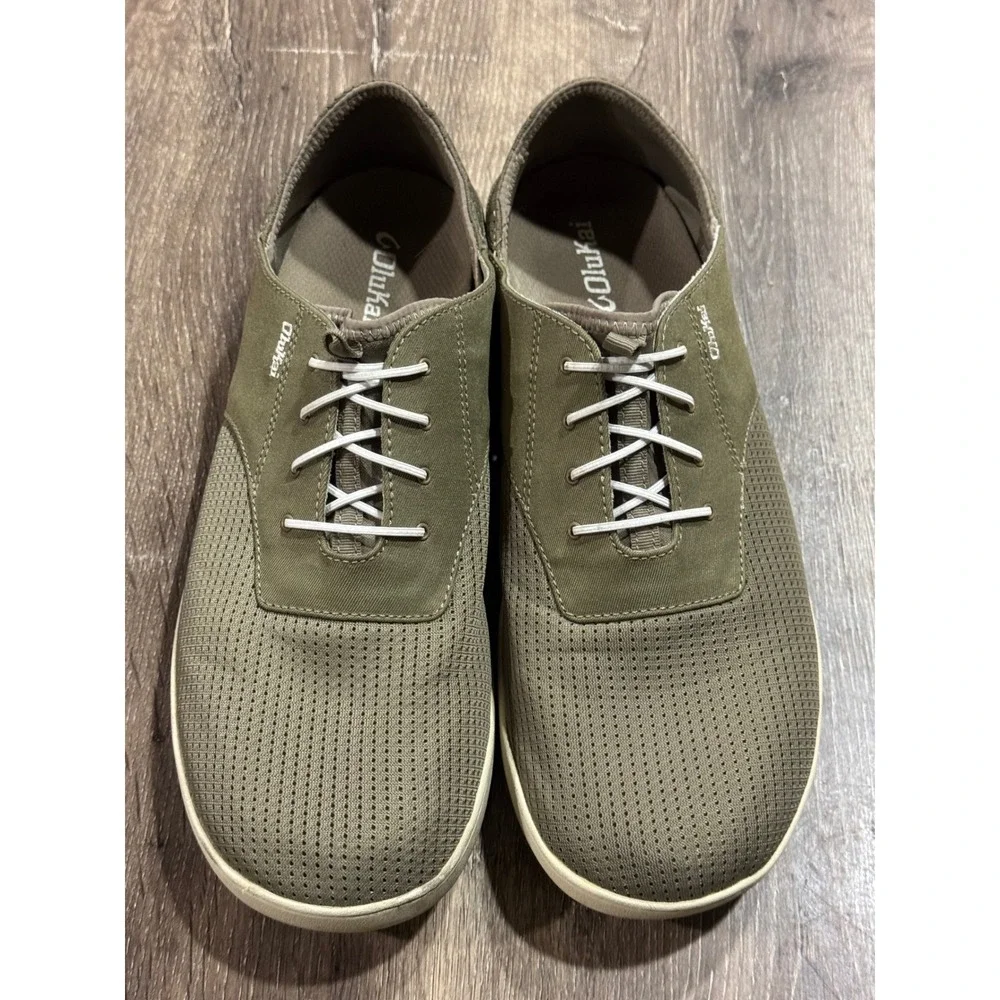OluKai Nohea Moku Mens 13 Olive Green Boat Shoes Sneakers 10283-1020 Water Ready
